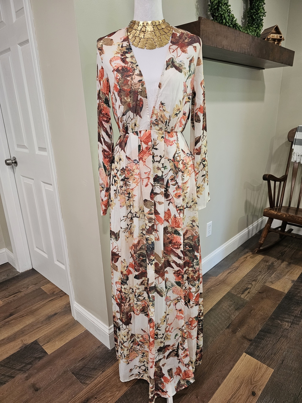 PLT Floral Long Sleeve Boho Maxi Dress